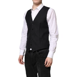 Black Wool Waistcoat Dress Formal Vest