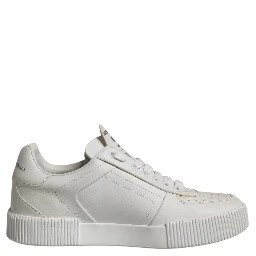 White Miami Leather Low Top Sneakers Shoes
