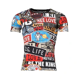 Multicolor Patchwork Cotton Crew Neck T-shirt