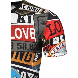 Multicolor Patchwork Cotton Crew Neck T-shirt