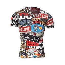 Multicolor Patchwork Cotton Crew Neck T-shirt