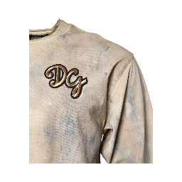 Beige Tie Dye DG Embroidery Cropped T-shirt