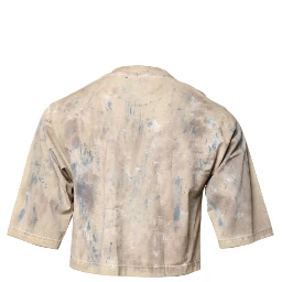 Beige Tie Dye DG Embroidery Cropped T-shirt