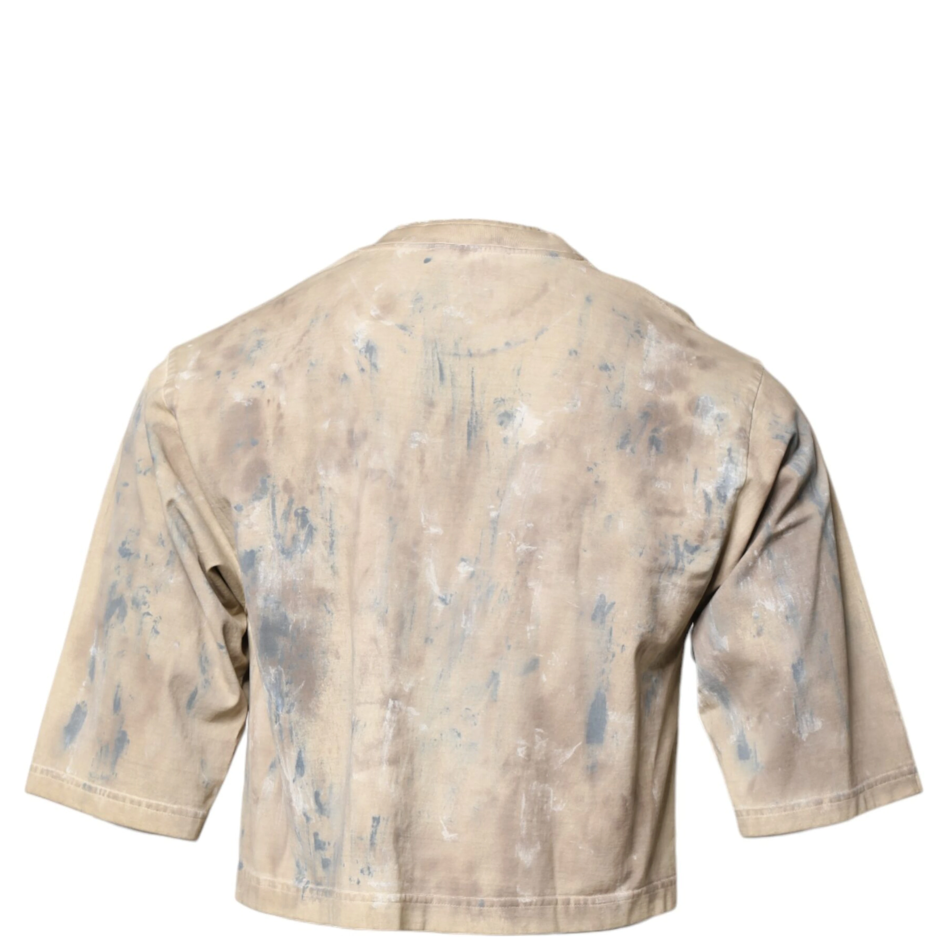 Beige Tie Dye DG Embroidery Cropped T-shirt