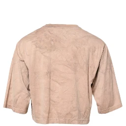 Beige Tie Dye Logo Print Cropped T-shirt