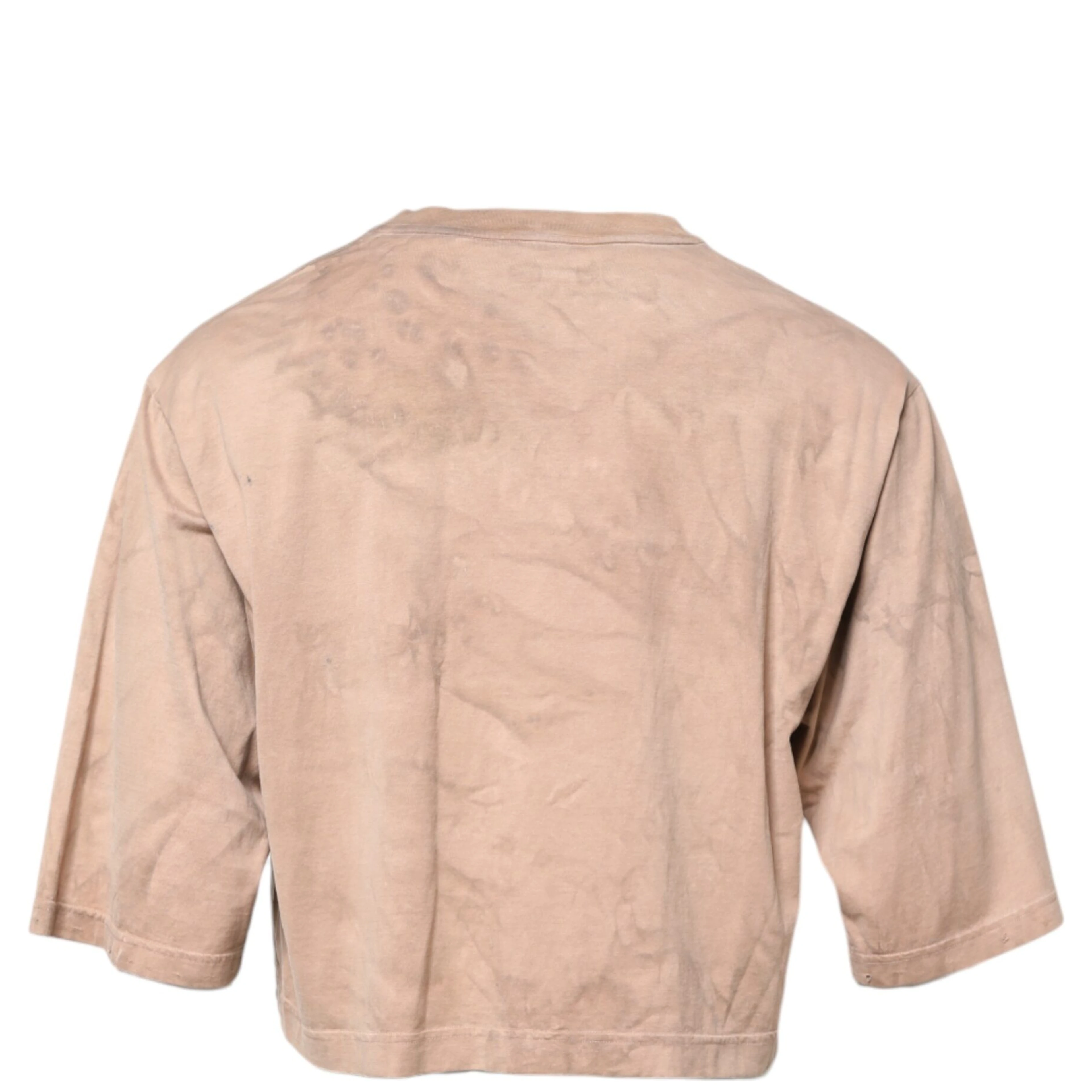 Beige Tie Dye Logo Print Cropped T-shirt