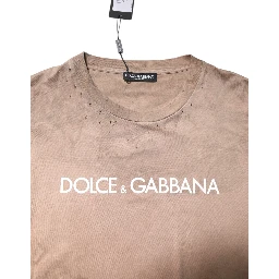 Beige Tie Dye Logo Print Cropped T-shirt