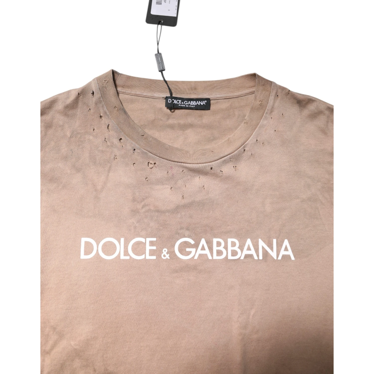 Beige Tie Dye Logo Print Cropped T-shirt