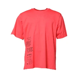 Red Cotton Lettering Print Crew Neck T-shirt