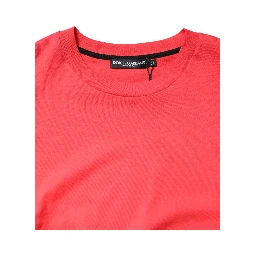 Red Cotton Lettering Print Crew Neck T-shirt