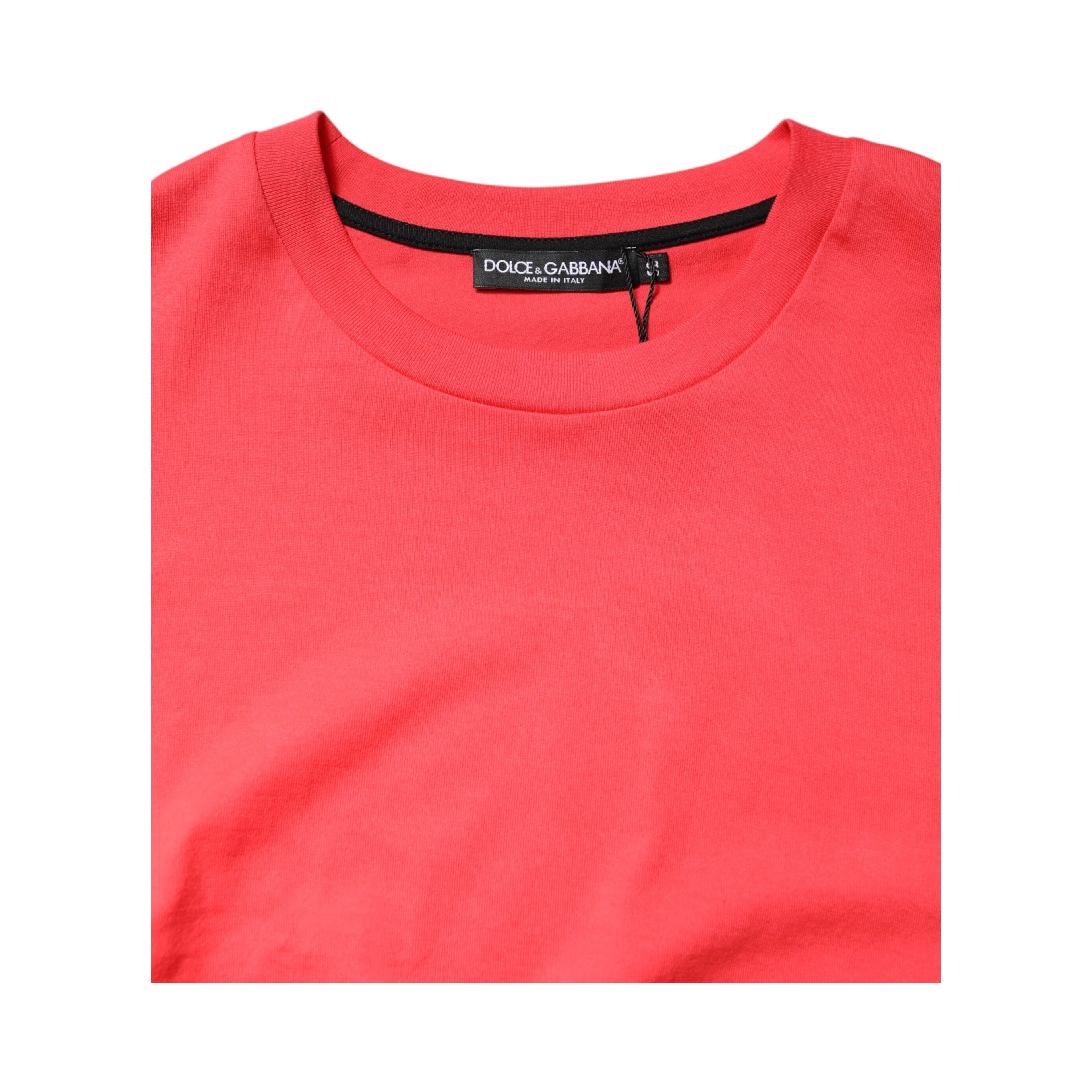 Red Cotton Lettering Print Crew Neck T-shirt