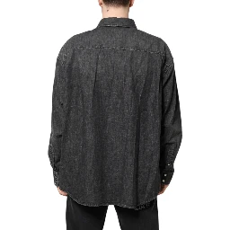 Gray Long Sleeves Button Down Denim Shirt