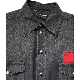 Gray Long Sleeves Button Down Denim Shirt