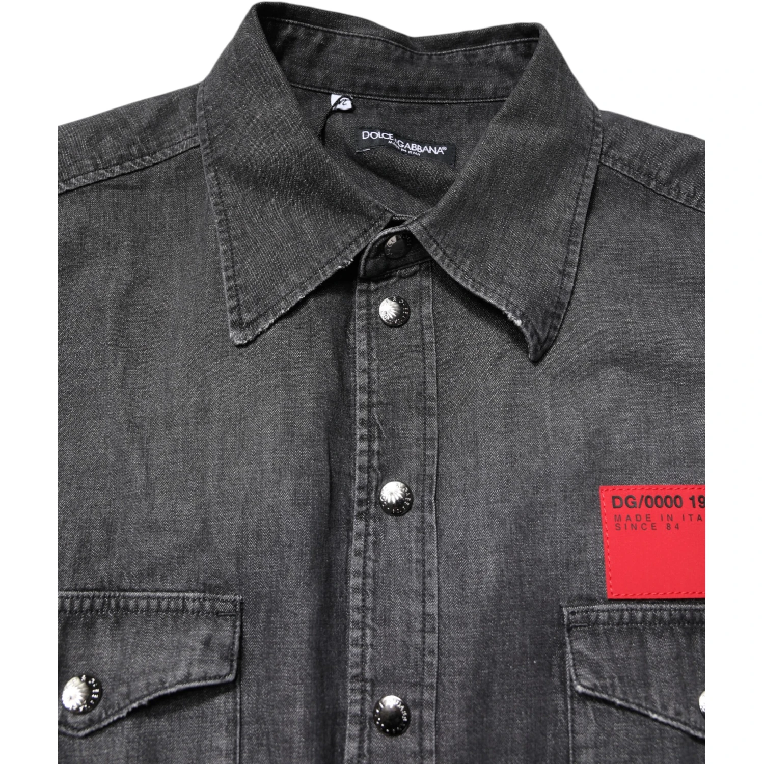 Gray Long Sleeves Button Down Denim Shirt