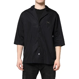 Black Short Sleeves Button Down Casual Shirt