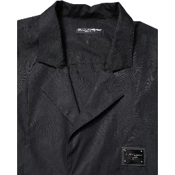 Black Short Sleeves Button Down Casual Shirt