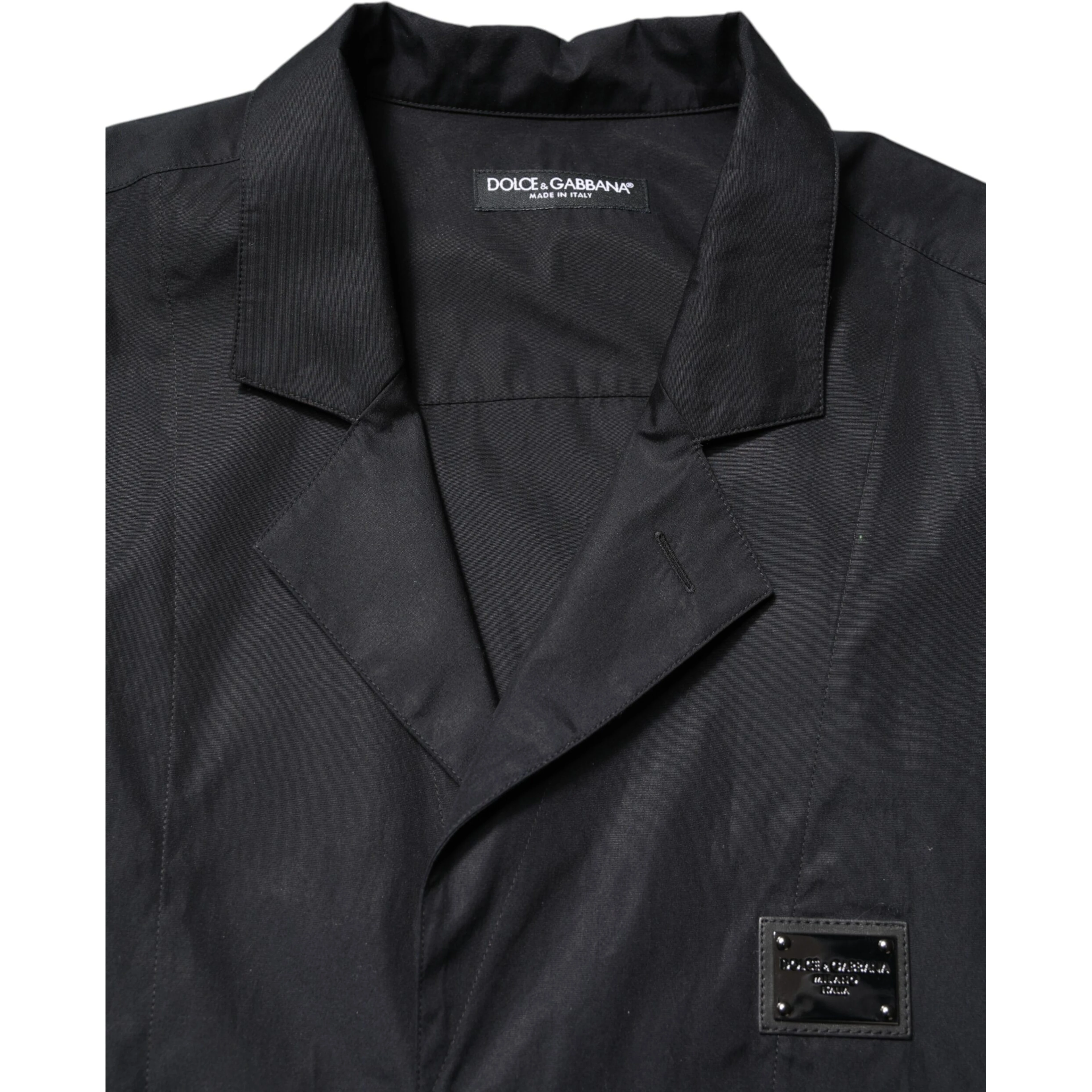 Black Short Sleeves Button Down Casual Shirt