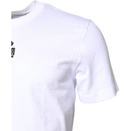 White Cotton DG Embroidery Crew Neck T-shirt