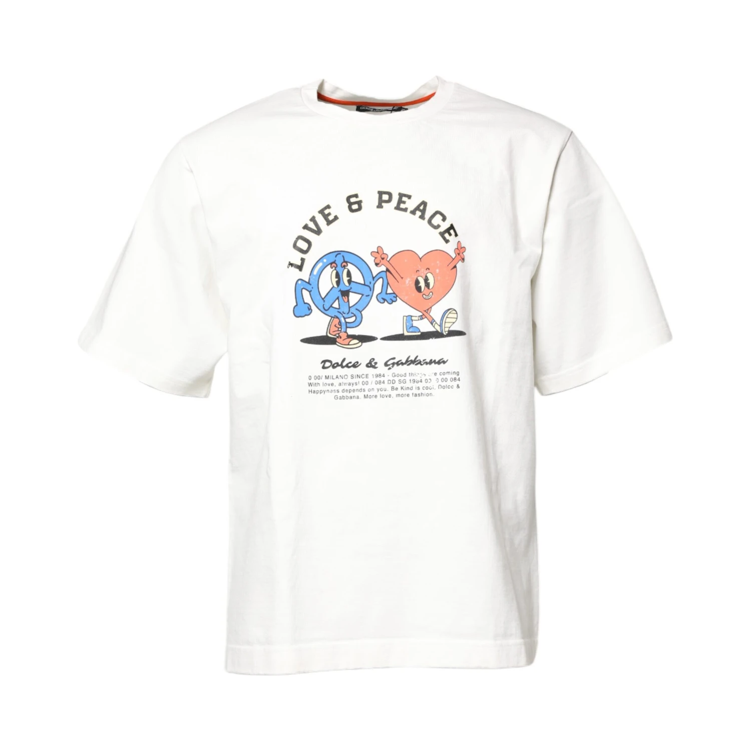 White LOVE & PEACE Print Crew Neck T-shirt