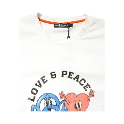 White LOVE & PEACE Print Crew Neck T-shirt