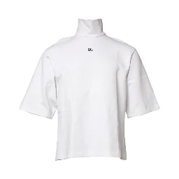 White Cotton Turtleneck DG Applique T-shirt