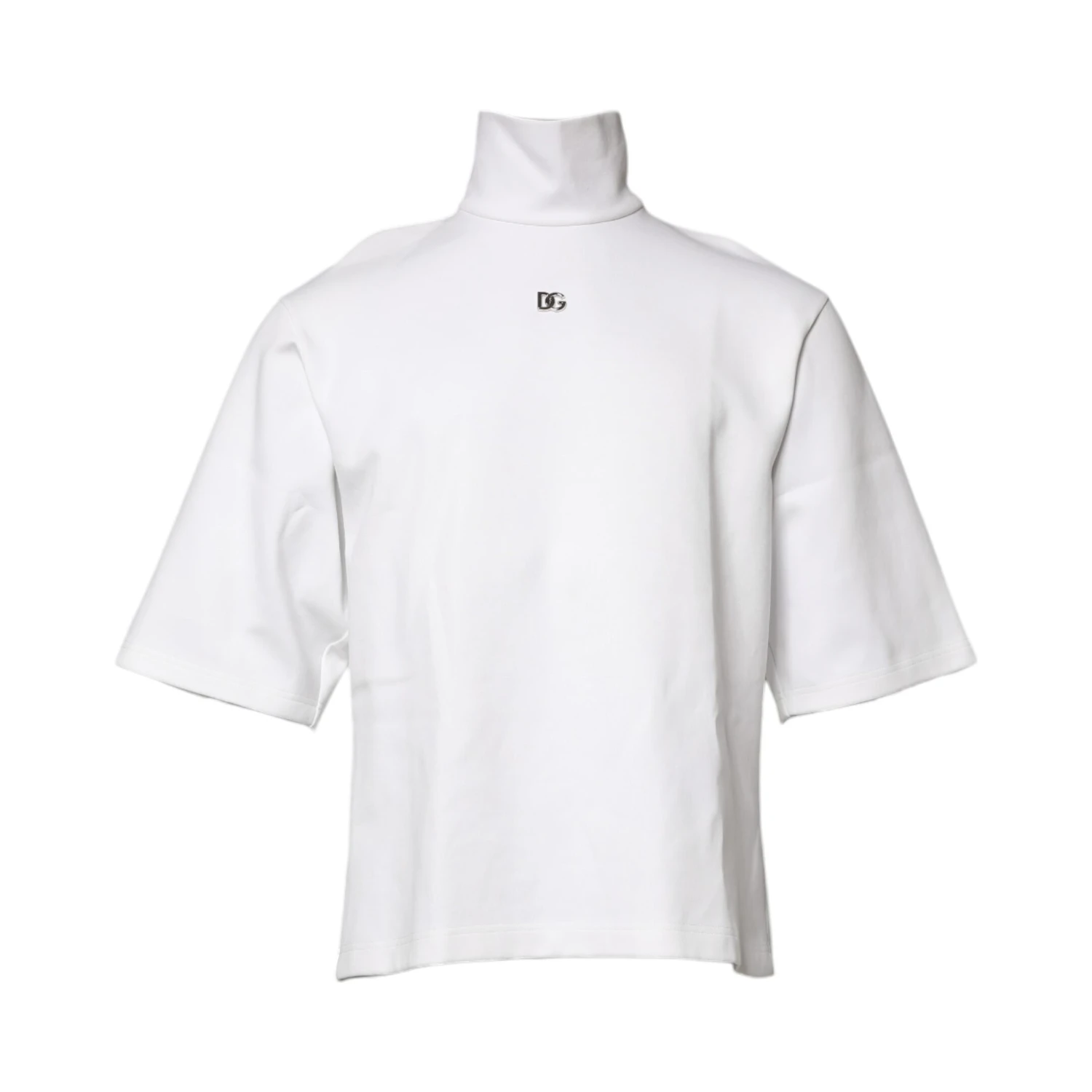 White Cotton Turtleneck DG Applique T-shirt