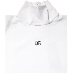 White Cotton Turtleneck DG Applique T-shirt