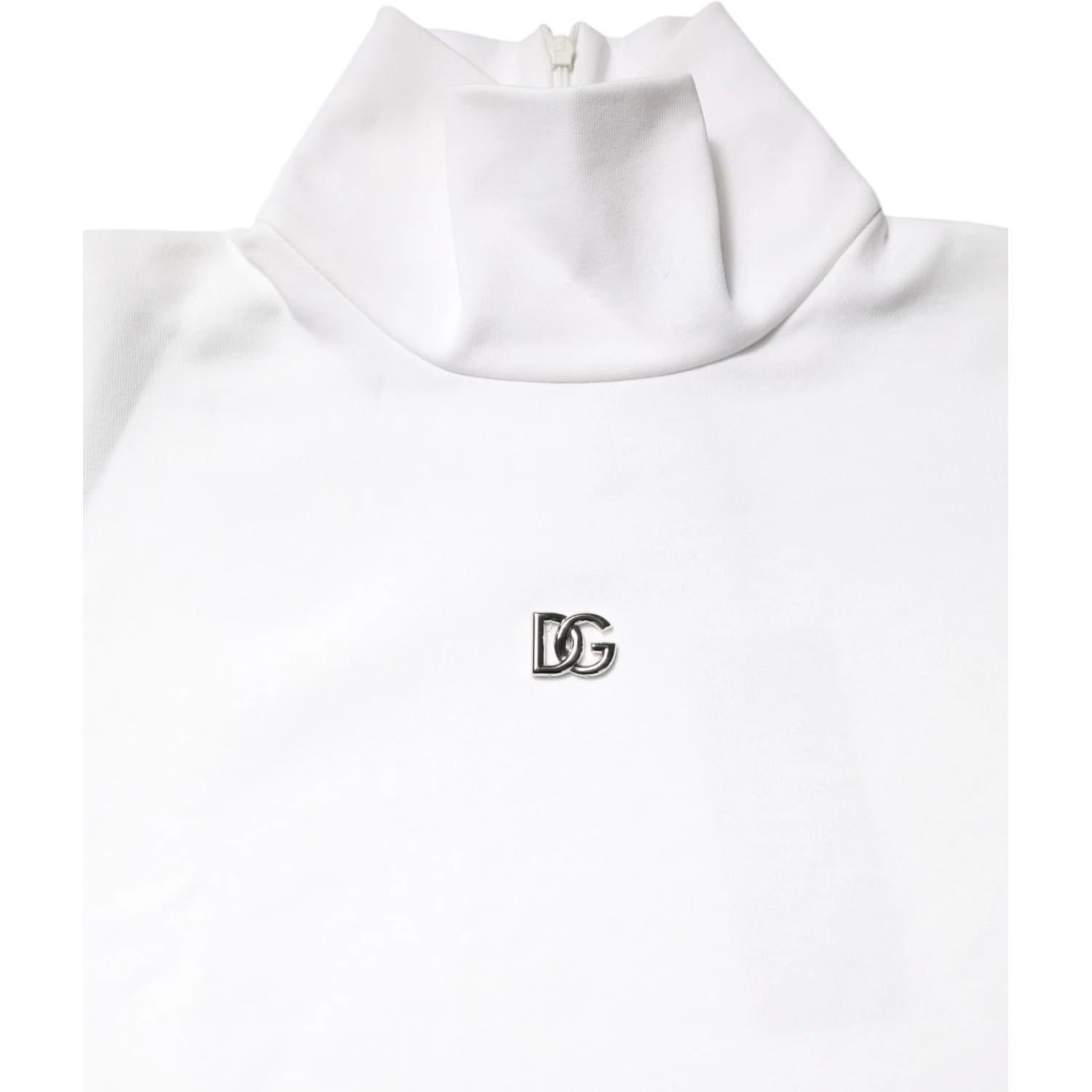 White Cotton Turtleneck DG Applique T-shirt
