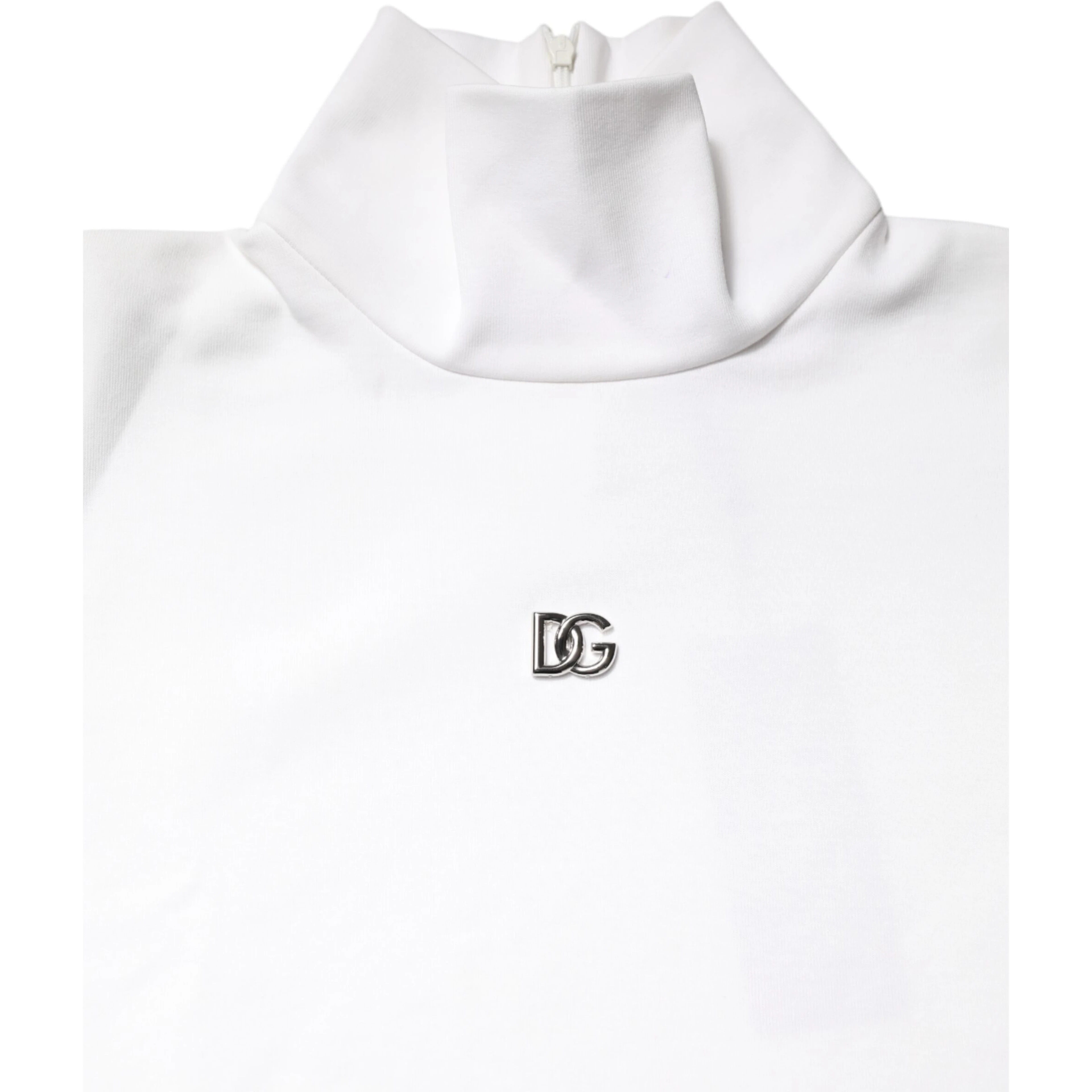 White Cotton Turtleneck DG Applique T-shirt