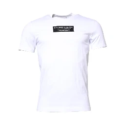 White Cotton Logo Patch Crew Neck T-shirt