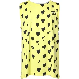 Yellow Cotton Sleeveless DG Heart T-shirt