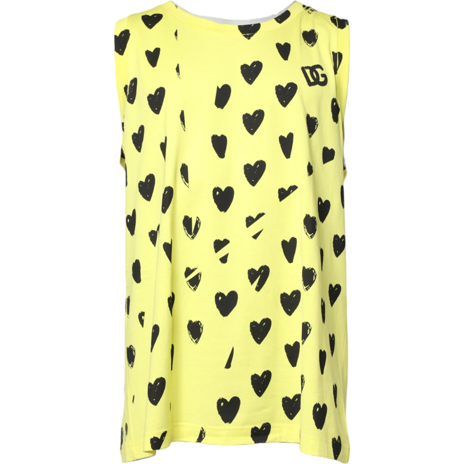 Yellow Cotton Sleeveless DG Heart T-shirt