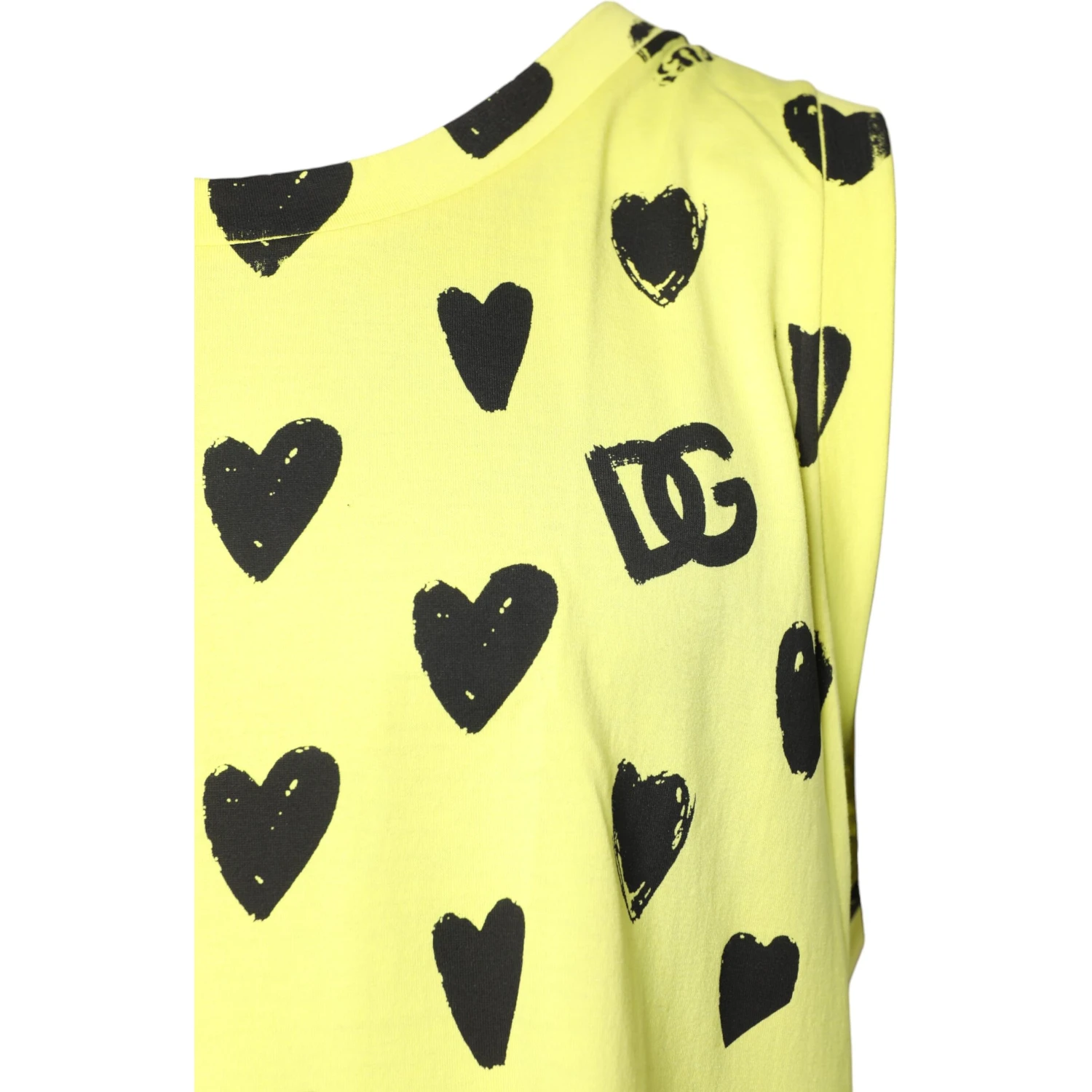 Yellow Cotton Sleeveless DG Heart T-shirt