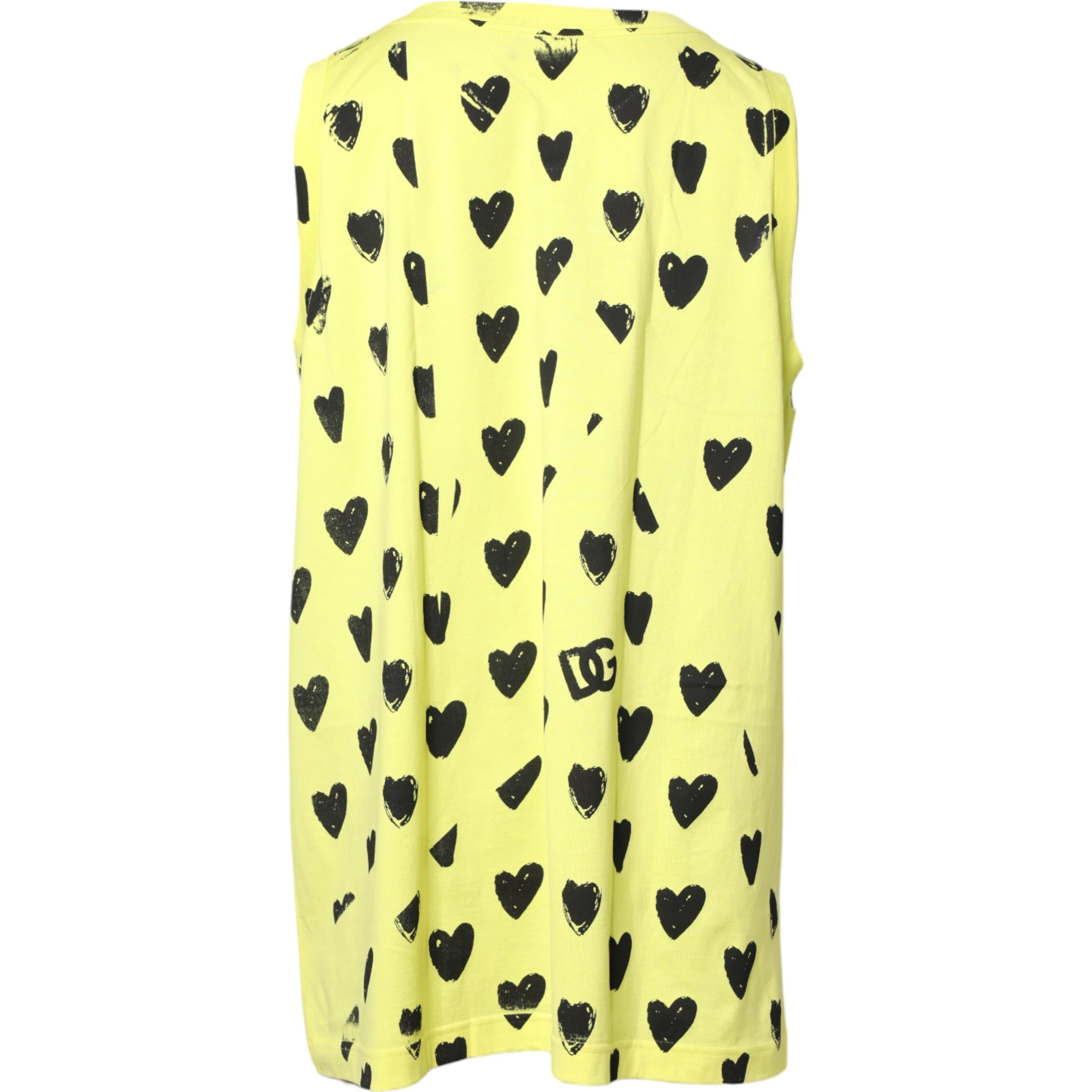 Yellow Cotton Sleeveless DG Heart T-shirt