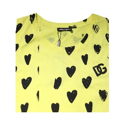 Yellow Cotton Sleeveless DG Heart T-shirt