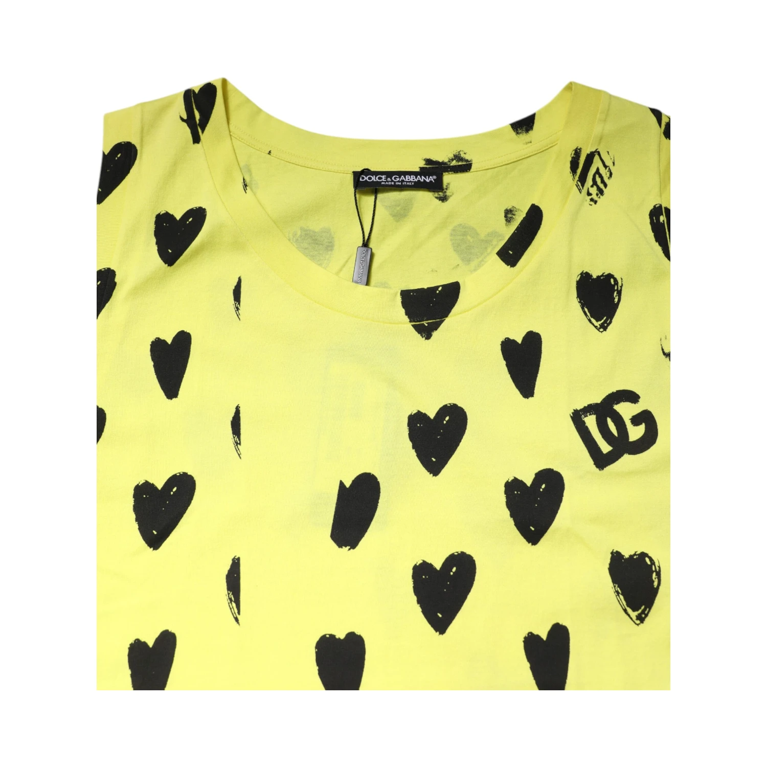 Yellow Cotton Sleeveless DG Heart T-shirt