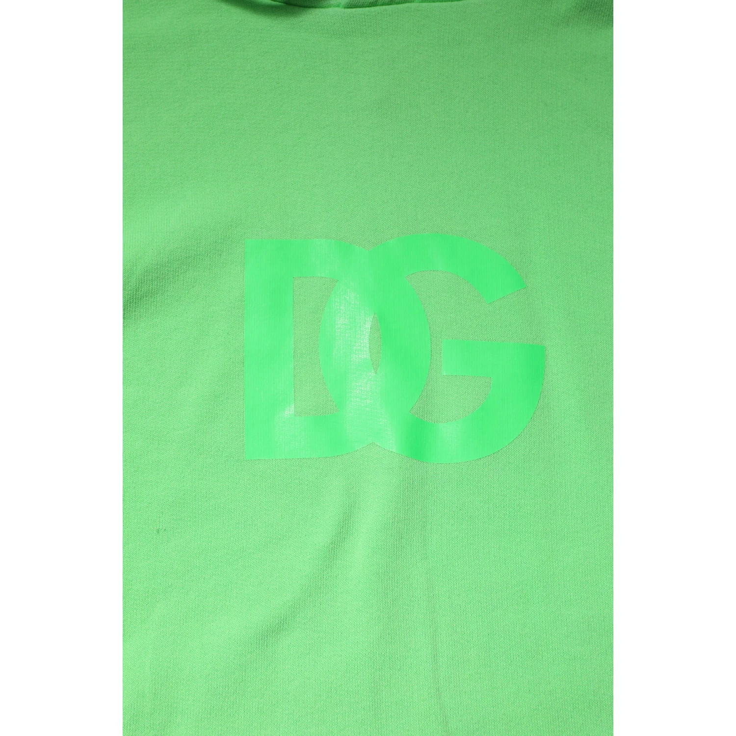 Green Cotton DG Logo Print Hooded Sweater