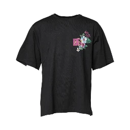 Black DG Floral Print Crew Neck T-shirt