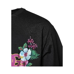 Black DG Floral Print Crew Neck T-shirt