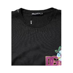 Black DG Floral Print Crew Neck T-shirt