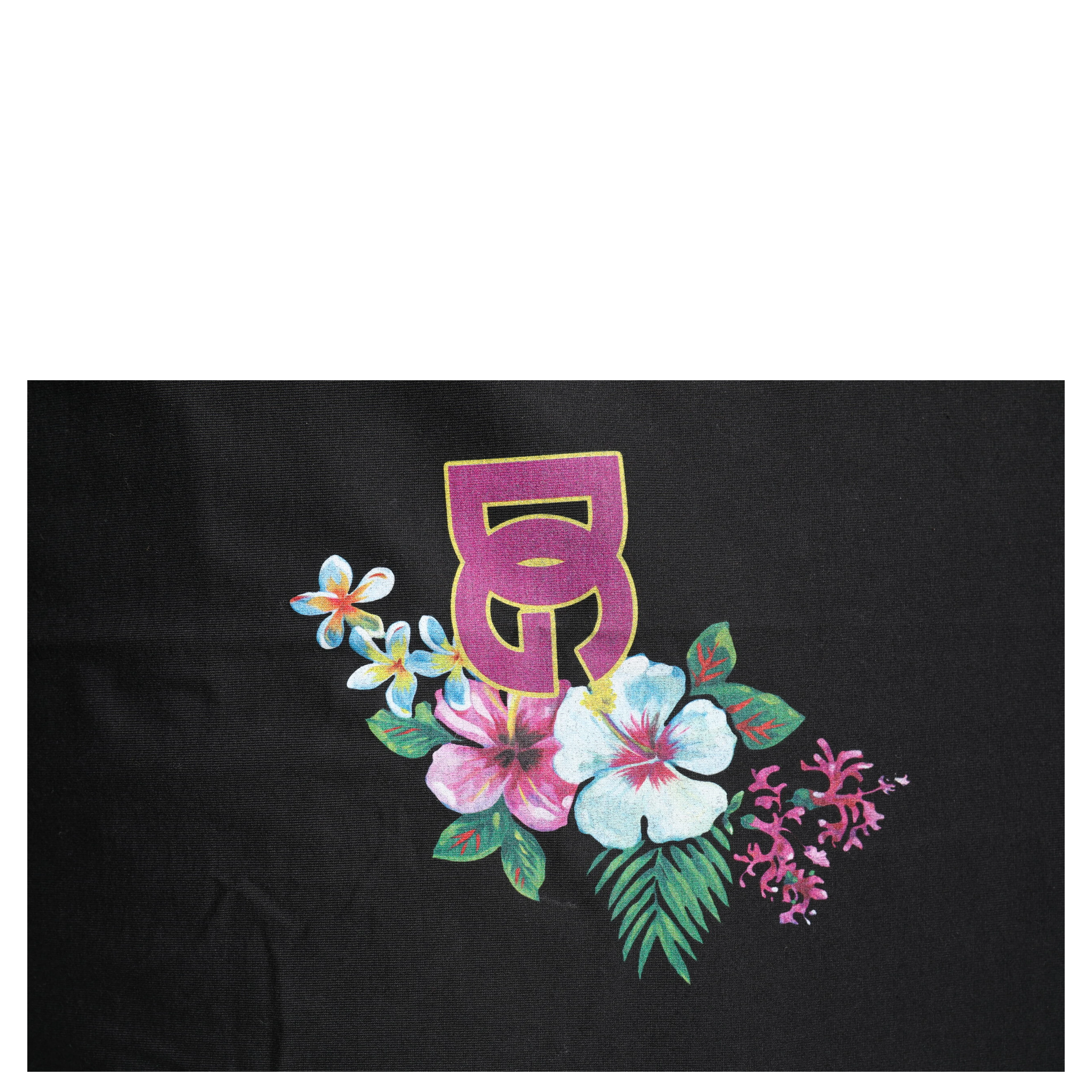 Black DG Floral Print Crew Neck T-shirt