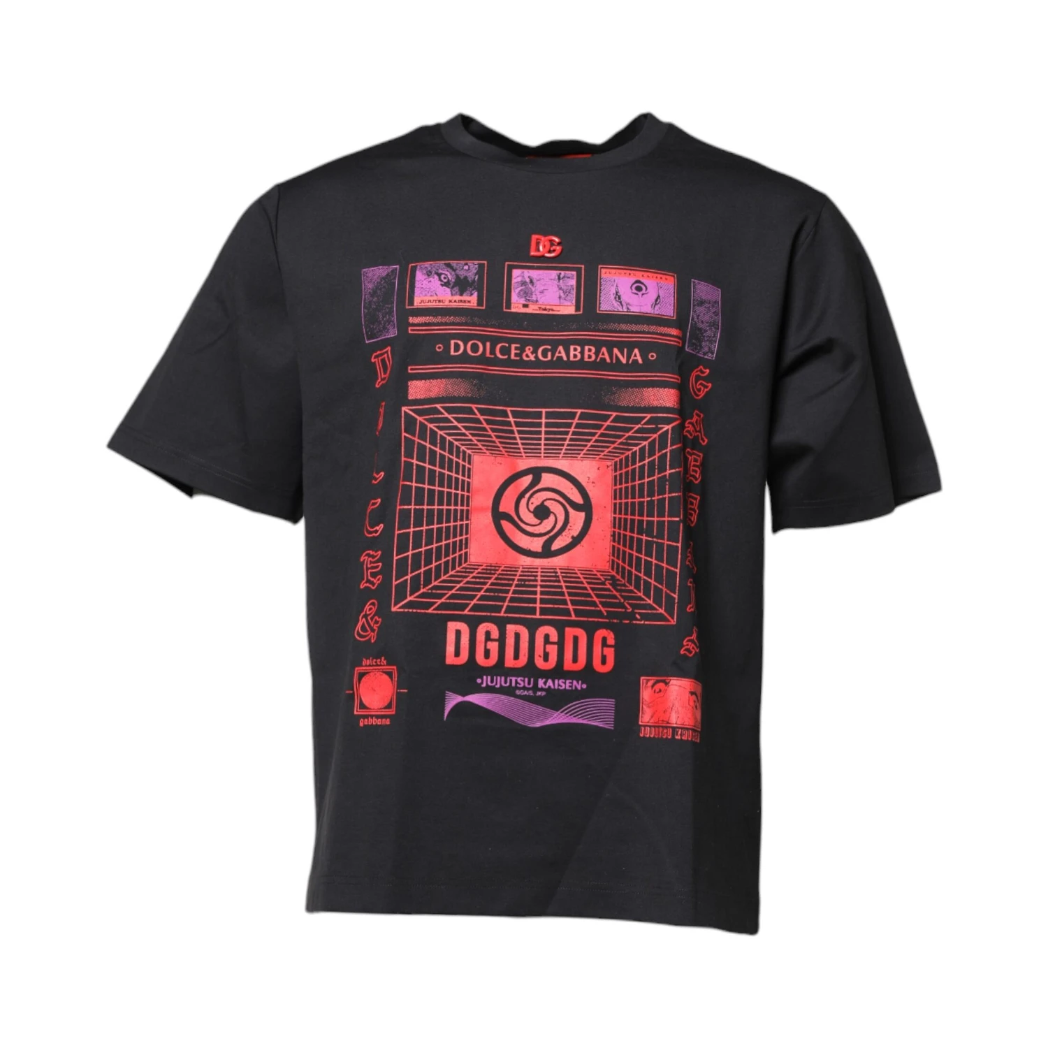 Black Cotton Graphic Print Crew Neck T-shirt
