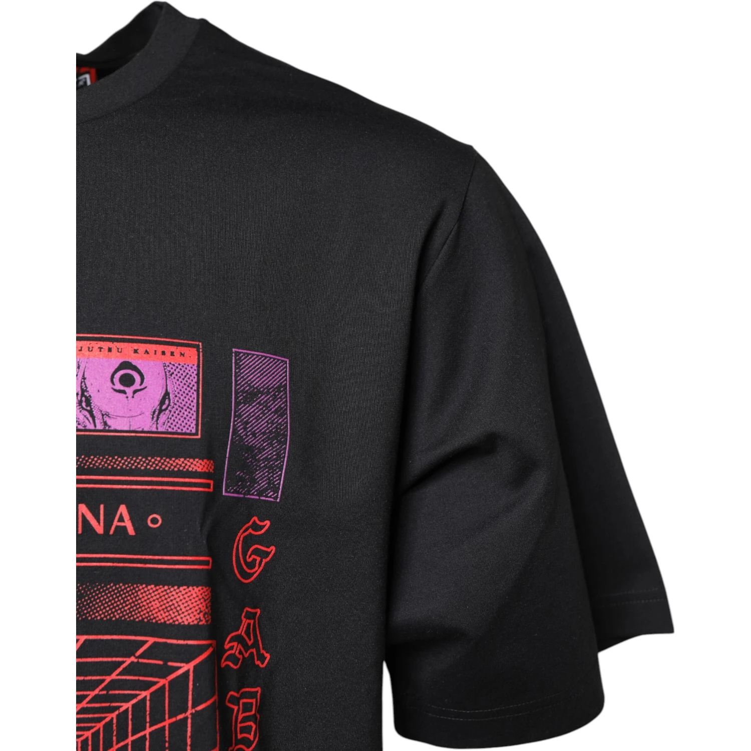 Black Cotton Graphic Print Crew Neck T-shirt