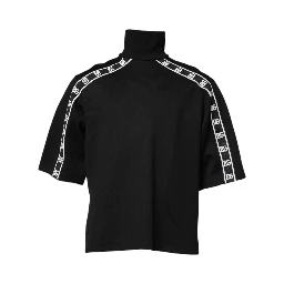 Black Cotton DG Print Turtleneck T-shirt