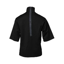 Black Cotton DG Print Turtleneck T-shirt