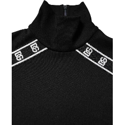 Black Cotton DG Print Turtleneck T-shirt