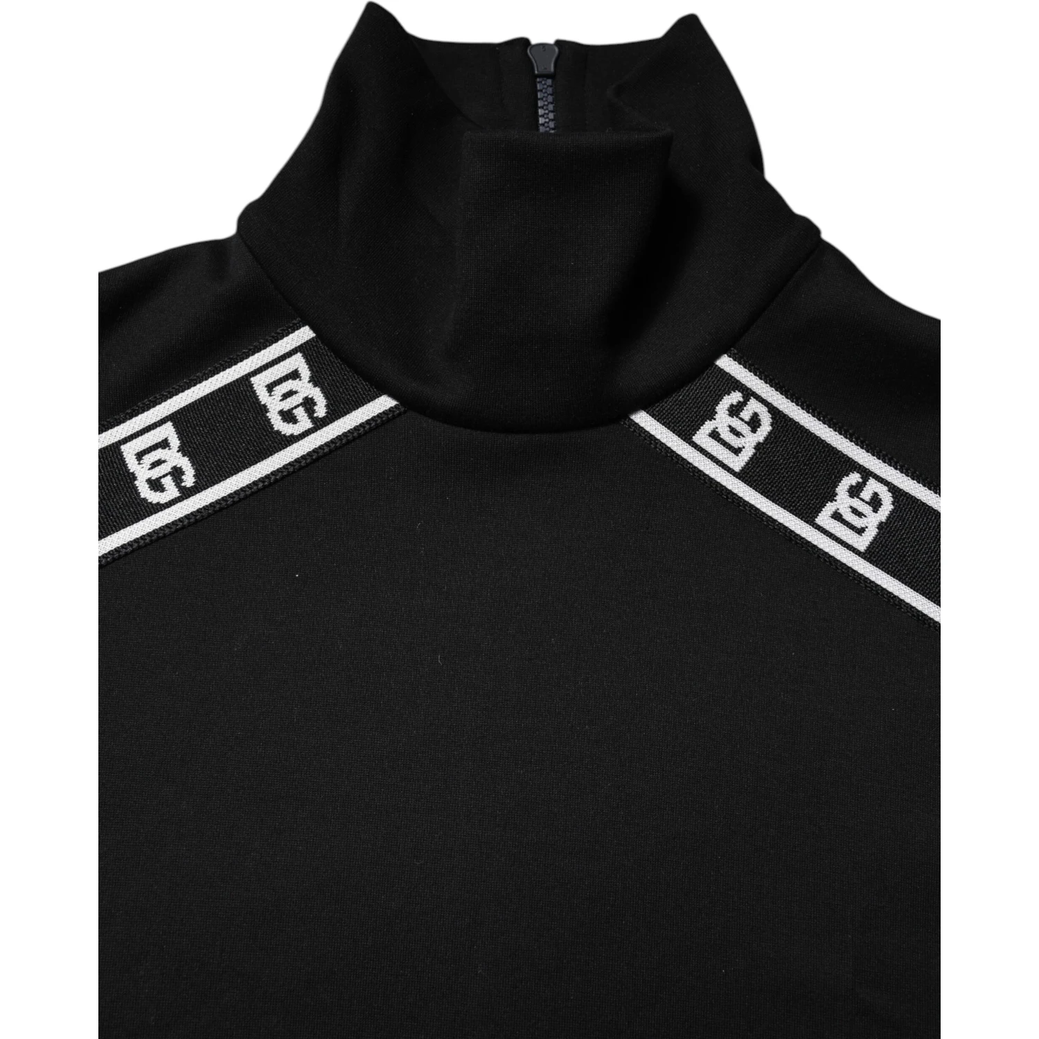 Black Cotton DG Print Turtleneck T-shirt