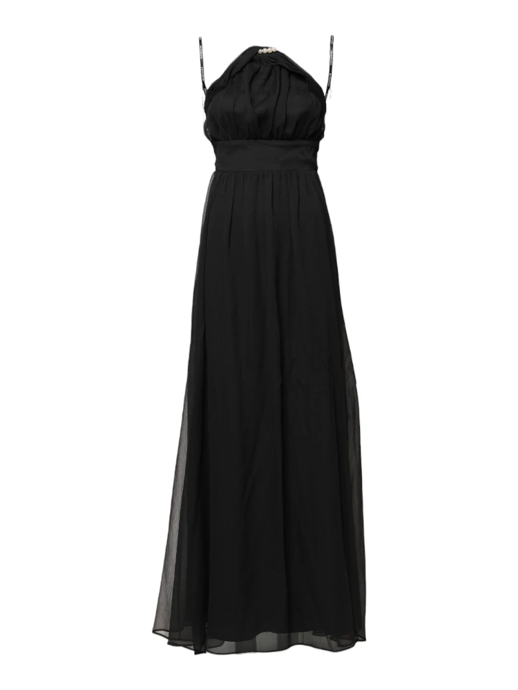 Black Tulle Pearl Sleeveless Long Gown Dress alternative