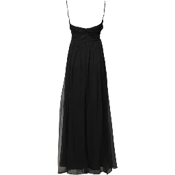 Black Tulle Pearl Sleeveless Long Gown Dress