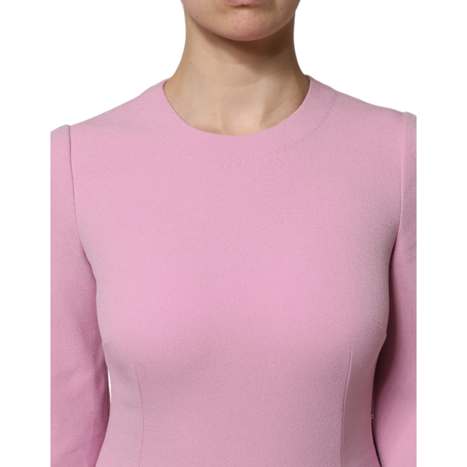 Pink Polyester Long Sleeves Sheath Mini Dress